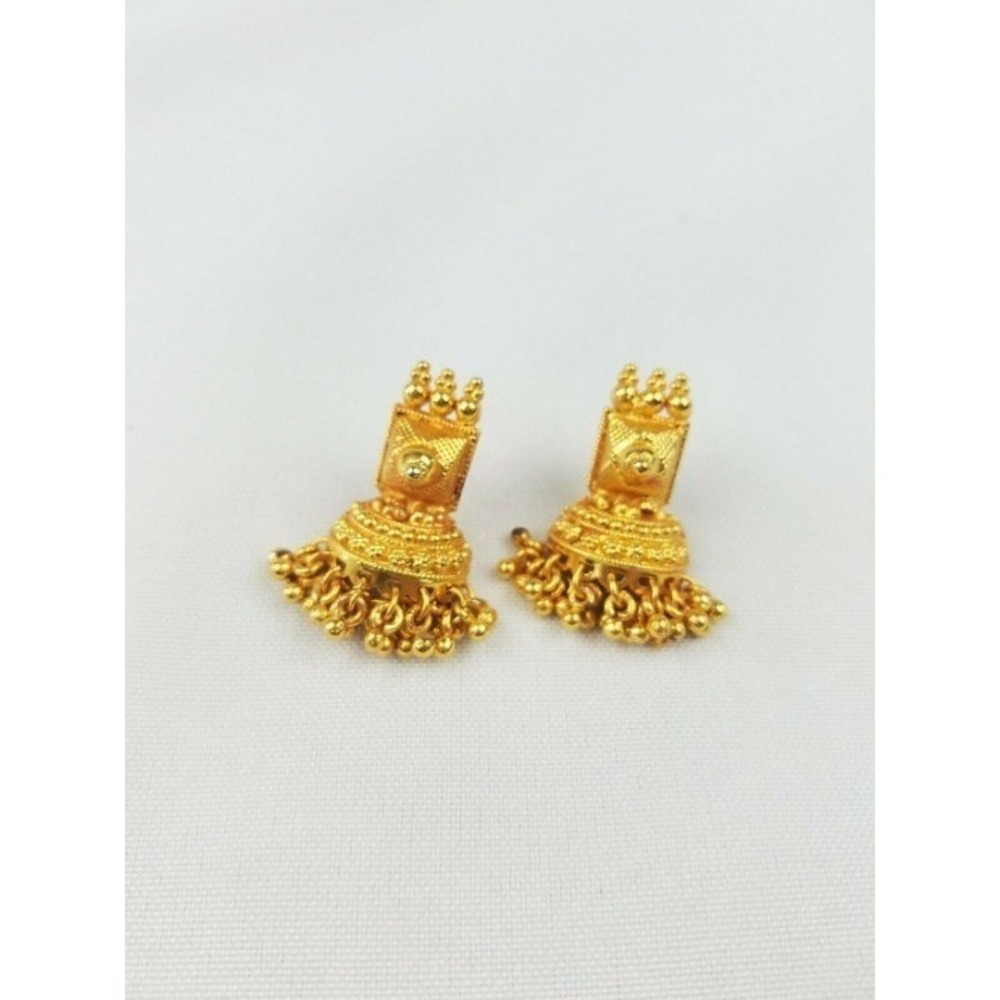 Vtg gold tone drop stud back earrings old money renaissance florentine